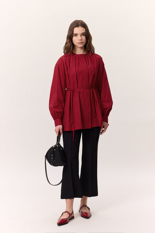 Gathered Oversized Shirt Red