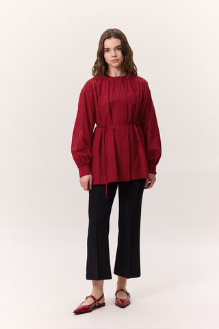 Gathered Oversized Shirt Red
