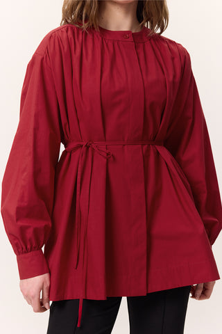 Gathered Oversized Shirt Red