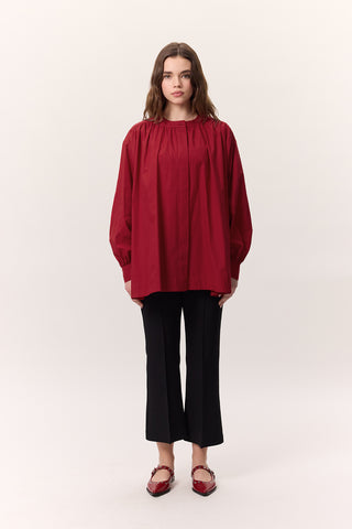 Gathered Oversized Shirt Red