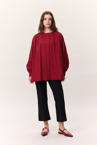 Gathered Oversized Shirt Red