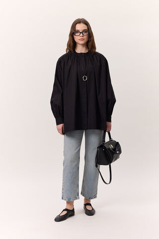 Gathered Oversized Shirt Black