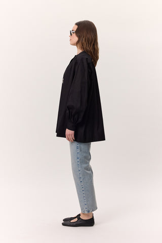 Gathered Oversized Shirt Black
