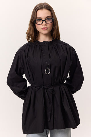 Gathered Oversized Shirt Black