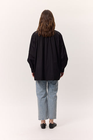 Gathered Oversized Shirt Black