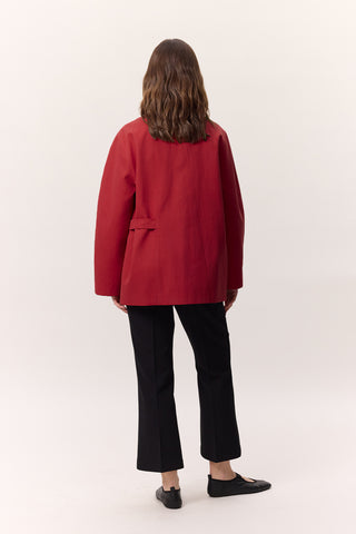 Buckle Detail Double-Breasted Jacket Red