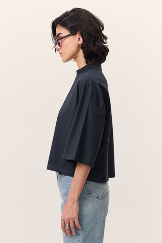 Short-Sleeve Crop T-Shirt Navy Blue