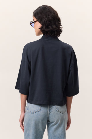 Short-Sleeve Crop T-Shirt Navy Blue