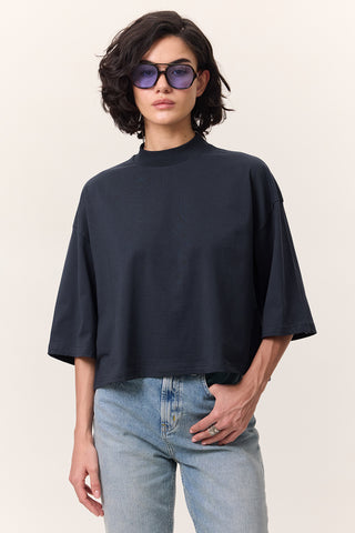 Short-Sleeve Crop T-Shirt Navy Blue