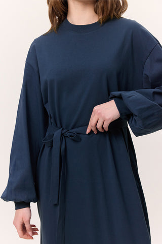 Balloon-Sleeve Long Dress Indigo