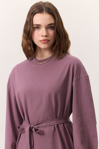 Balloon-Sleeve Long Dress Lilac