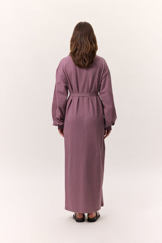 Balloon-Sleeve Long Dress Lilac