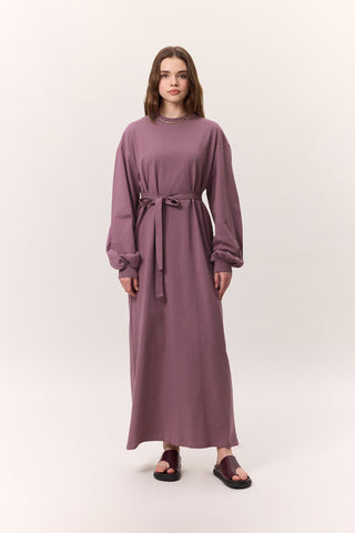 Balloon-Sleeve Long Dress Lilac