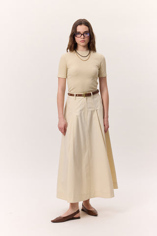 Pocket-Detail Wide Skirt Soft Yellow