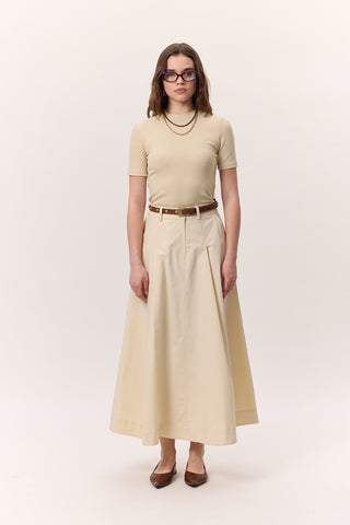 Pocket-Detail Wide Skirt Soft Yellow