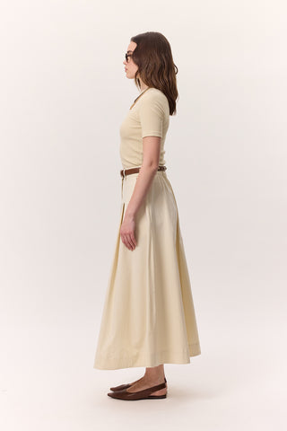 Pocket-Detail Wide Skirt Soft Yellow