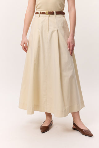 Pocket-Detail Wide Skirt Soft Yellow