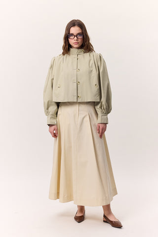 Pocket-Detail Wide Skirt Soft Yellow