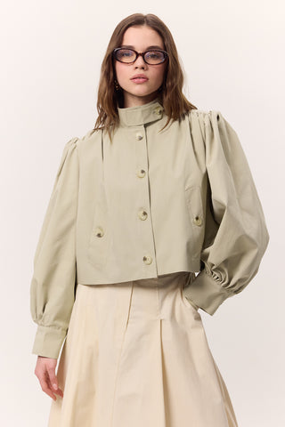 Short Balloon Sleeve Jacket Soft Green
