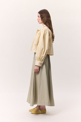 Pocket-Detail Wide Skirt Soft Green