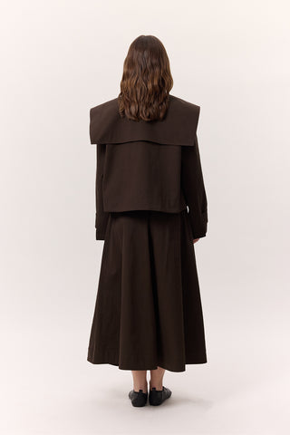 Pocket-Detail Wide Skirt Brown