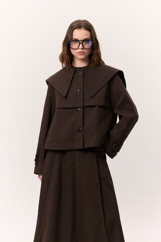 Pocket-Detail Wide Skirt Brown