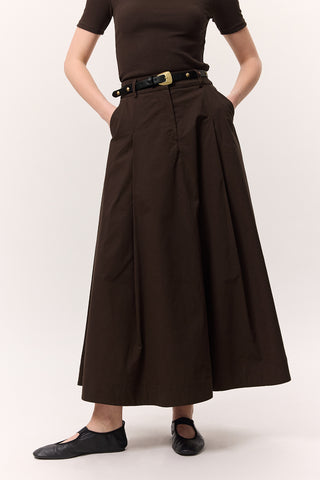 Pocket-Detail Wide Skirt Brown
