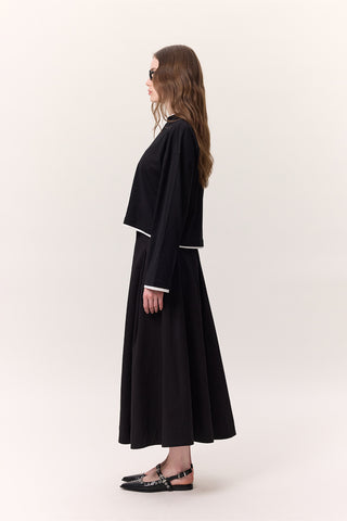 Contrast Long-Sleeve T-Shirt Black