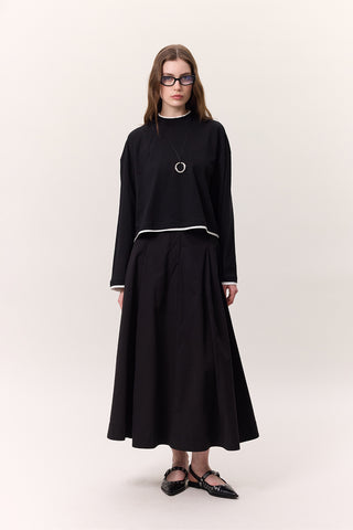 Contrast Long-Sleeve T-Shirt Black