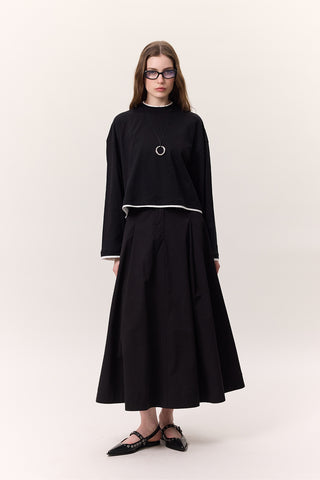 Contrast Long-Sleeve T-Shirt Black