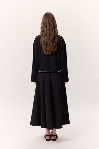 Pocket-Detail Wide Skirt Black