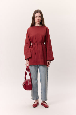 Oversized T-Shirt With Tie Detail Red