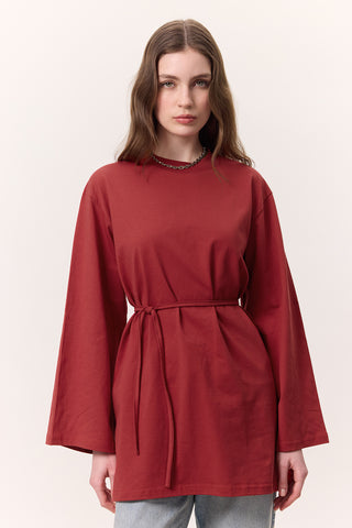 Oversized T-Shirt With Tie Detail Red