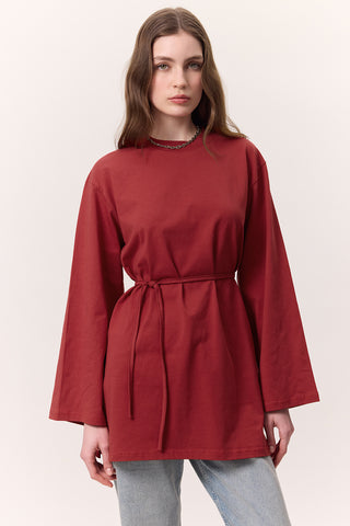 Oversized T-Shirt With Tie Detail Red