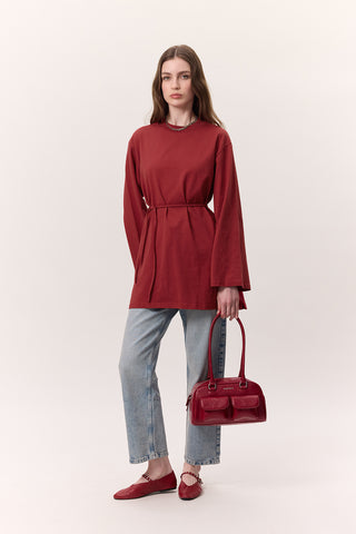 Oversized T-Shirt With Tie Detail Red