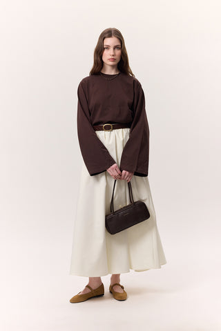 Cropped Long-Sleeve T-Shirt Dark Brown