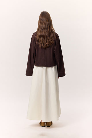 Cropped Long-Sleeve T-Shirt Dark Brown