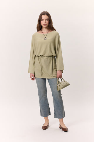 Knit Belted Tunic Pistachio Green
