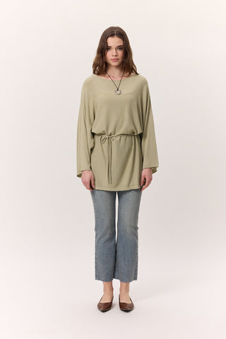 Knit Belted Tunic Pistachio Green