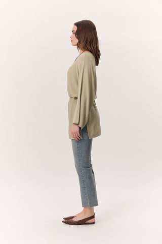 Knit Belted Tunic Pistachio Green