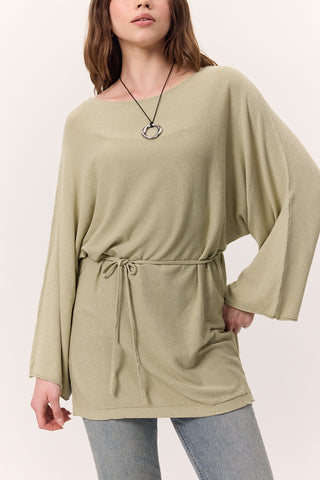 Knit Belted Tunic Pistachio Green