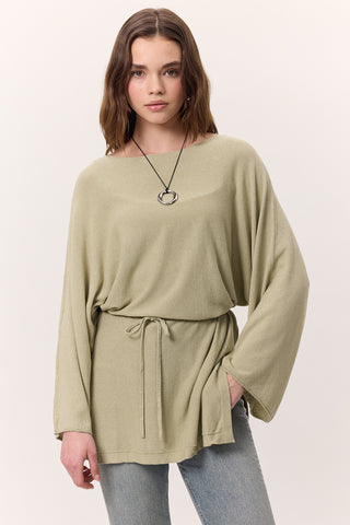 Knit Belted Tunic Pistachio Green