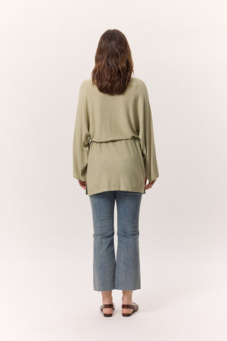 Knit Belted Tunic Pistachio Green