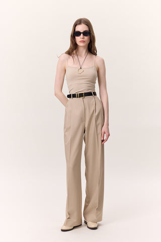 Wide-Leg Palazzo Trousers Stone