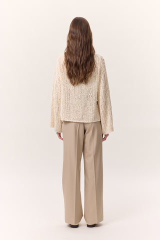 Wide-Leg Palazzo Trousers Stone