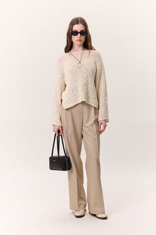 Wide-Leg Palazzo Trousers Stone