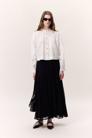 Lace Pleated Skirt Black