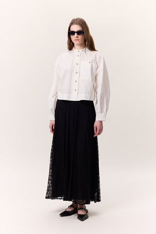 Lace Pleated Skirt Black