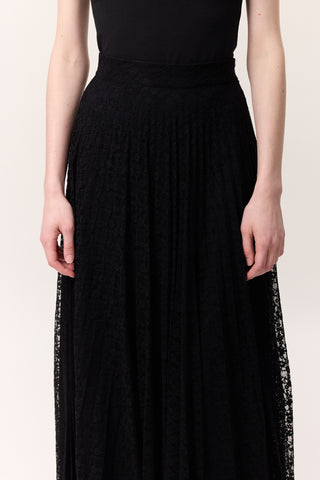 Lace Pleated Skirt Black