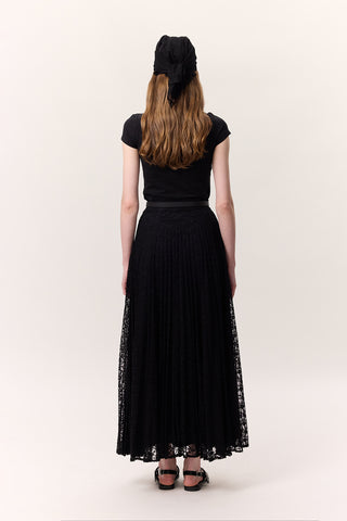 Lace Pleated Skirt Black